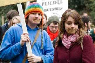 Nottinghamshire protesters defend freedom of speech GOOGLE IMAGE