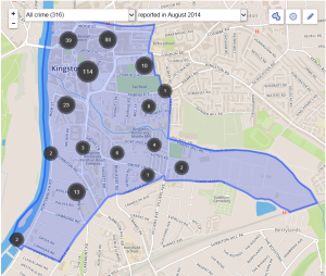 Crime map of Kingston in August 2014