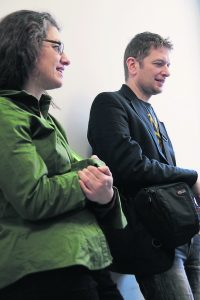 Alex and Milton Mermikides at Hammersmith Hospital 2013 during research project. This is also where Milton was treated in 2005. Photo Credit: Rex Features 