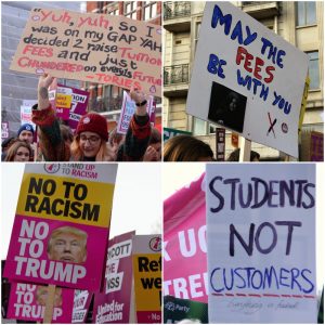 Placards from the demonstration. Photo: Chanelle Field