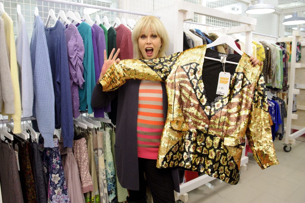 Joanna Lumley in an Oxfam store, which is where you need to go. Credit: Rex Features, Jonathan Hordle