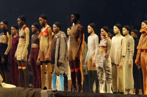 Models style Yeezy clothes at Kanye West fashion show. Photo by Bruce Barton/AP/REX/Shutterstock 