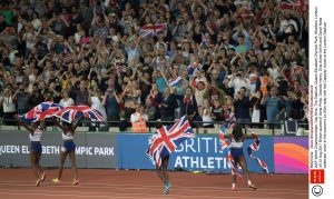 The women do it again! The four Londoners pick up a Silver medal at the World Athletics Championships in London. Photo: Rex Features.