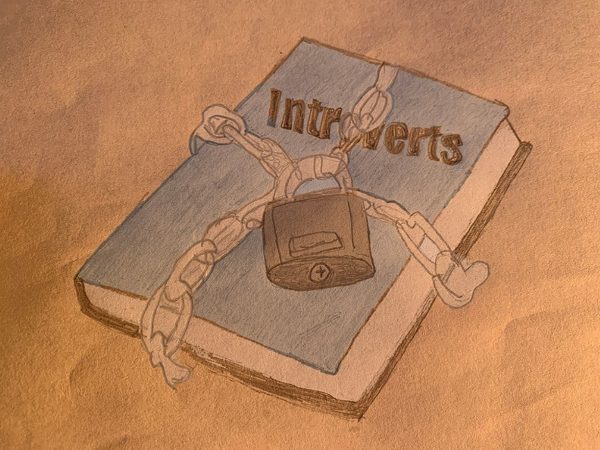 A locked book entitled 'Introverts' to show that introverts do not open up easily. 