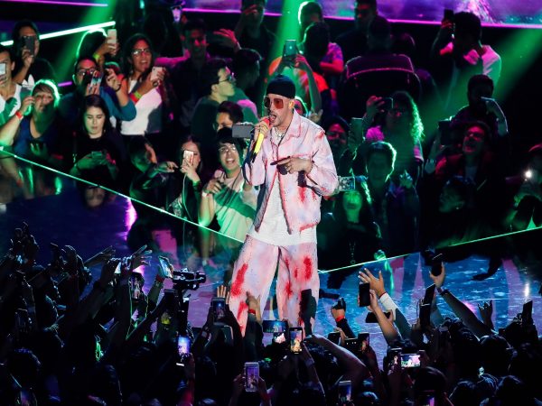 Bad Bunny performing at the Spotify Awards 2020