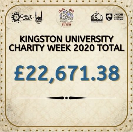 Kingston University's Islamic society raised a total of £22,671.38 for charity week. 