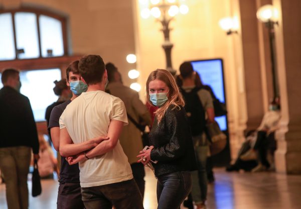 Students wearing masks at university