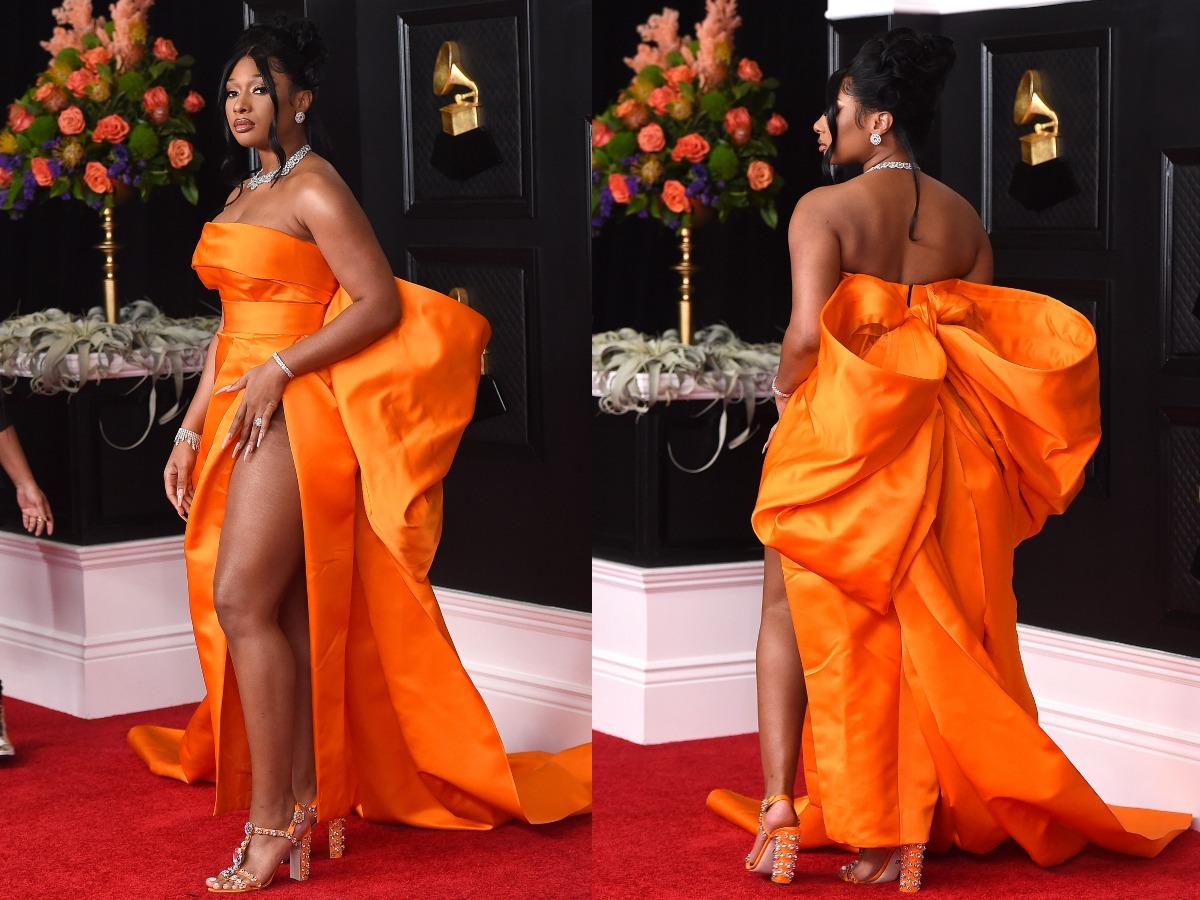 Megan Thee Stallion arrives at the 63rd annual Grammy Awards at the Los Angeles Convention Center