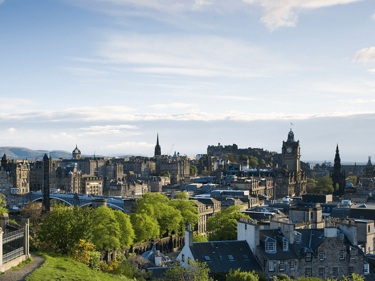 View of the city Edinburgh on a sunny day