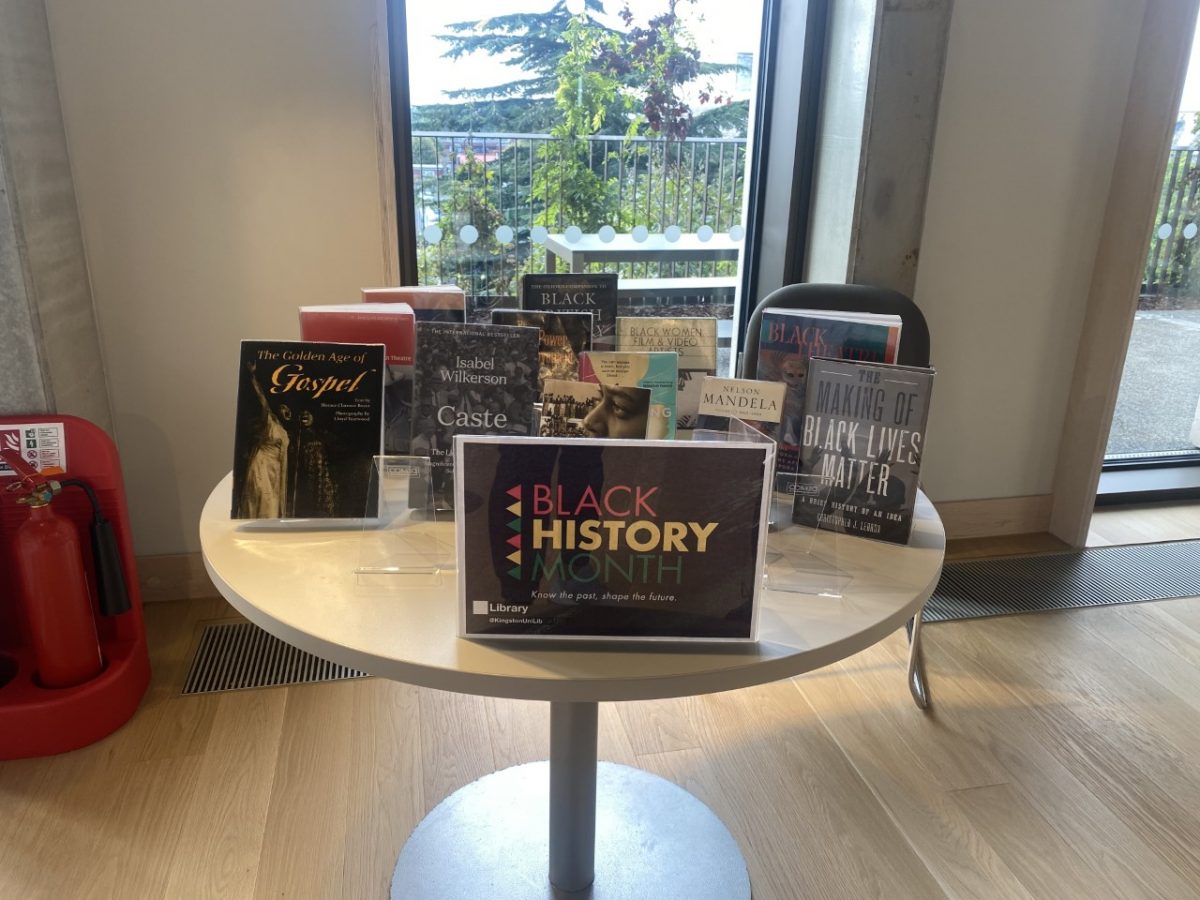 Table with books on it