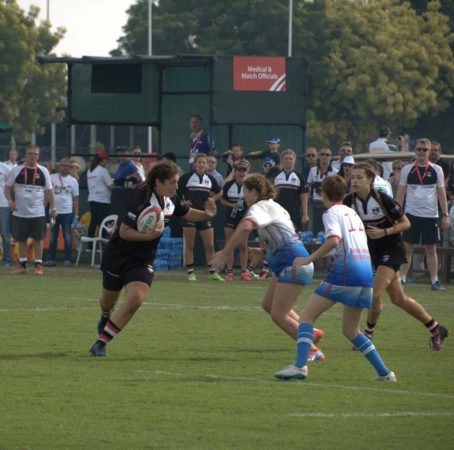 women's rugby team in a match