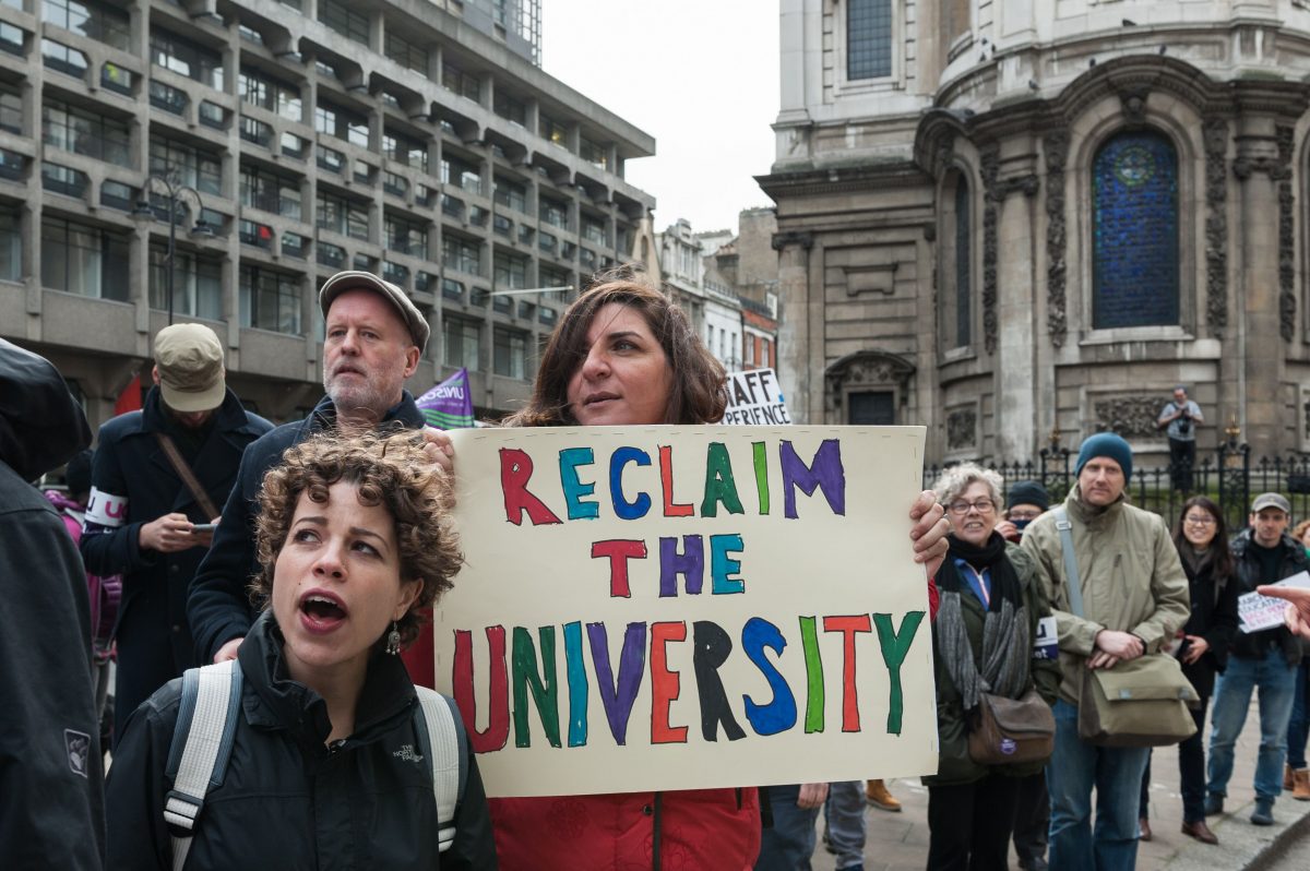 Lecturers attending a protest. 