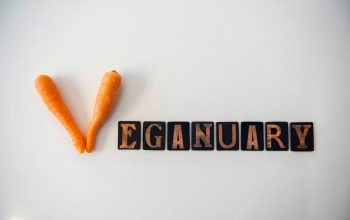 Veganuary spelt out, V is two carrots