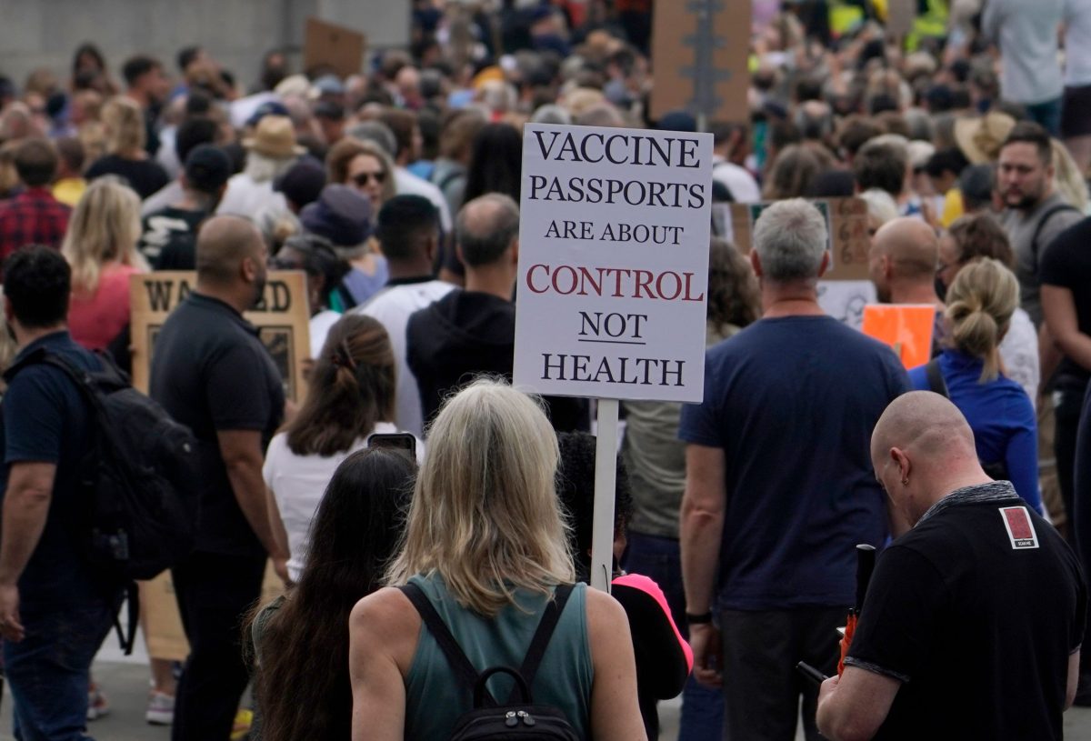 Protest against mandatory vaccines in London.