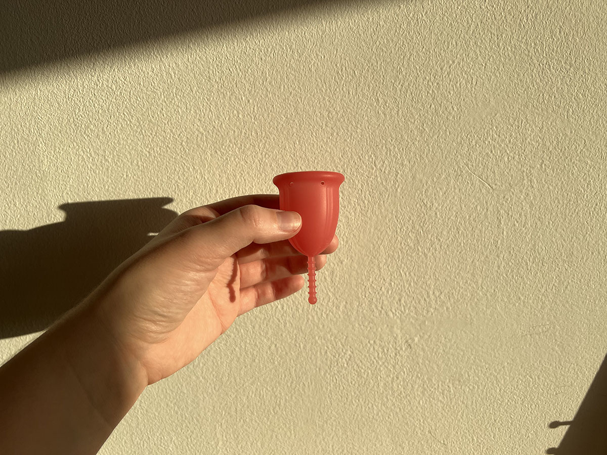 pink menstrual cup