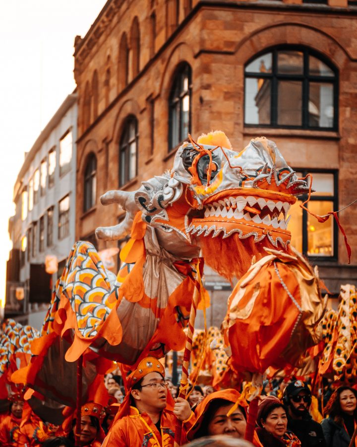 People celebrating Chinese New Year.