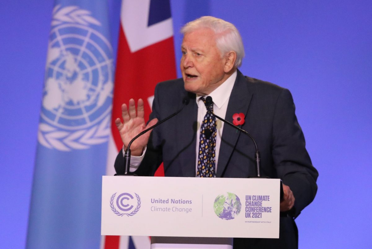 Sir David Attenborough giving a speech 