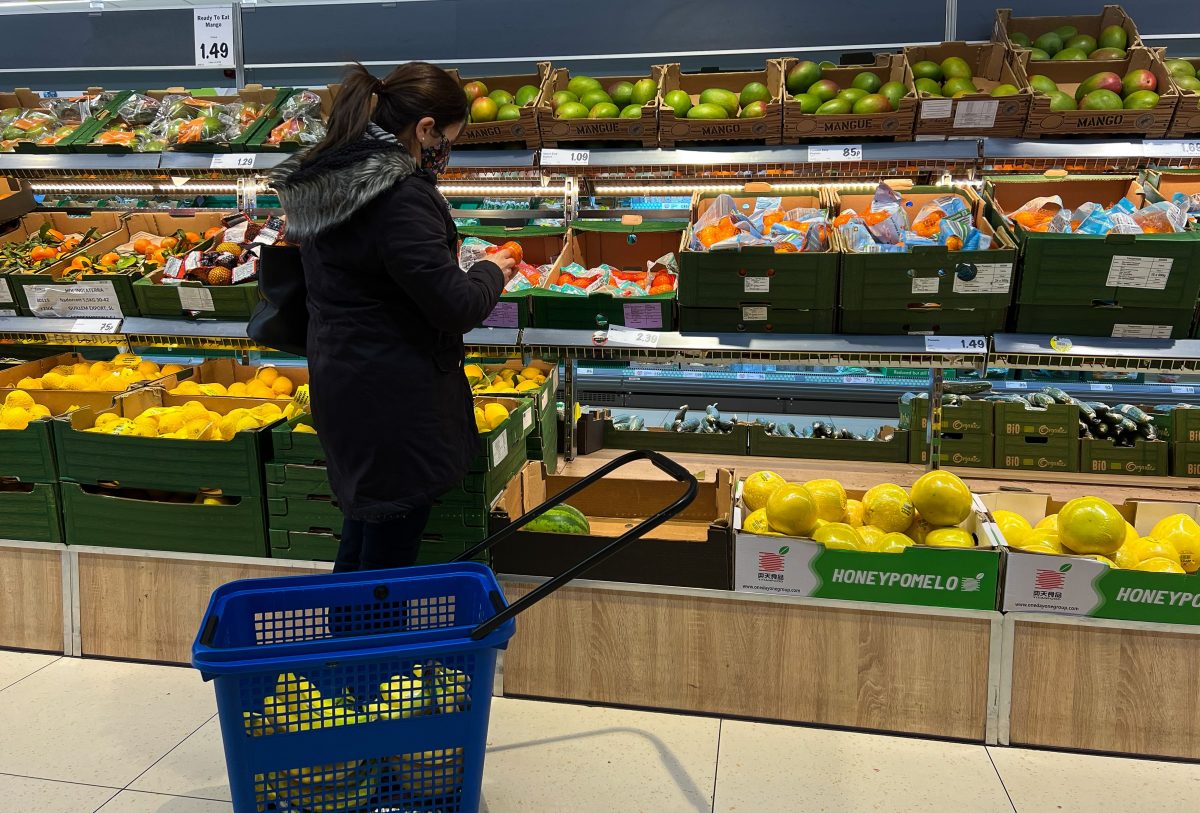 Girl with a basket shopping