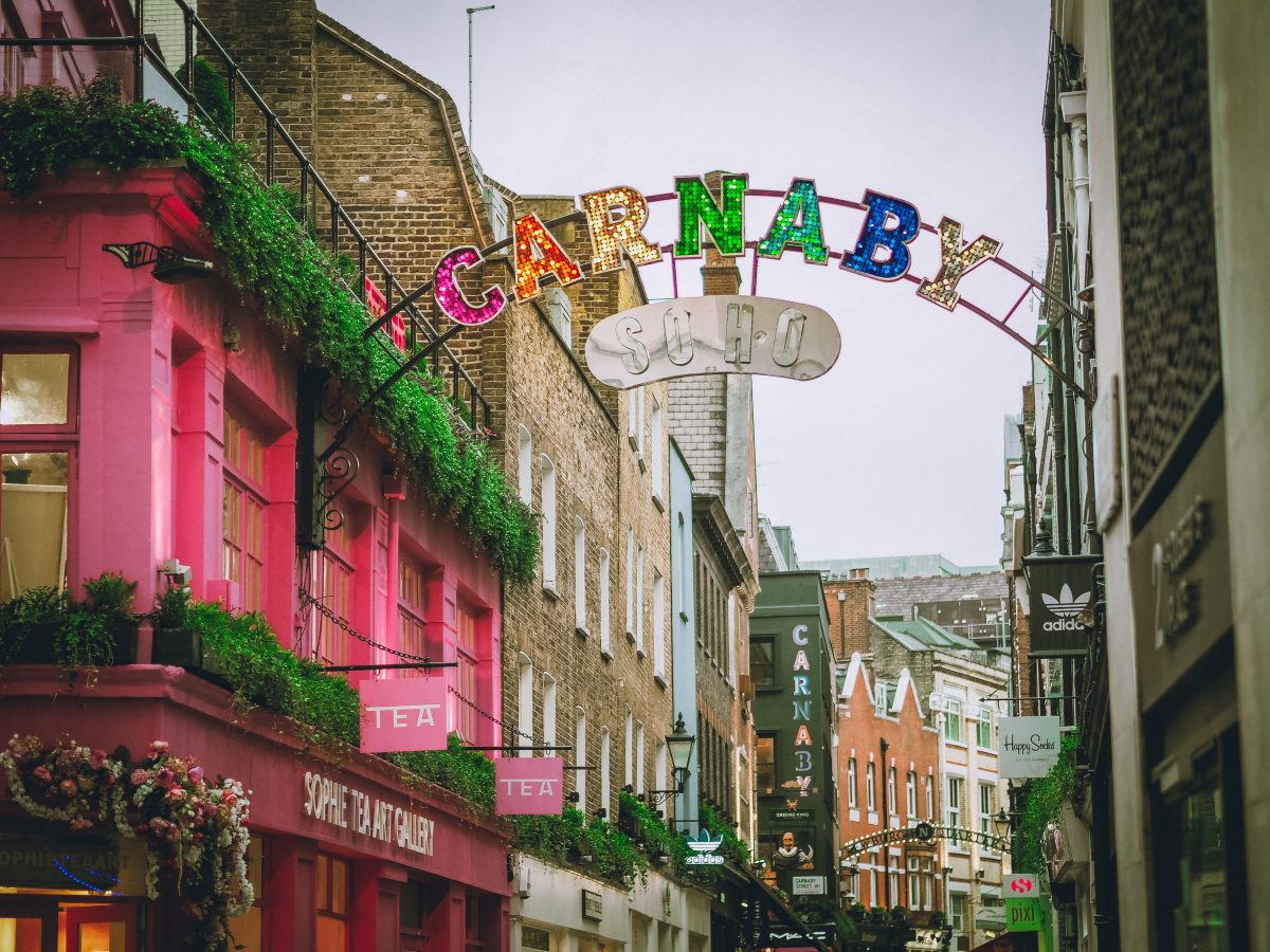 Sign that reads 'Carnaby Soho'. 