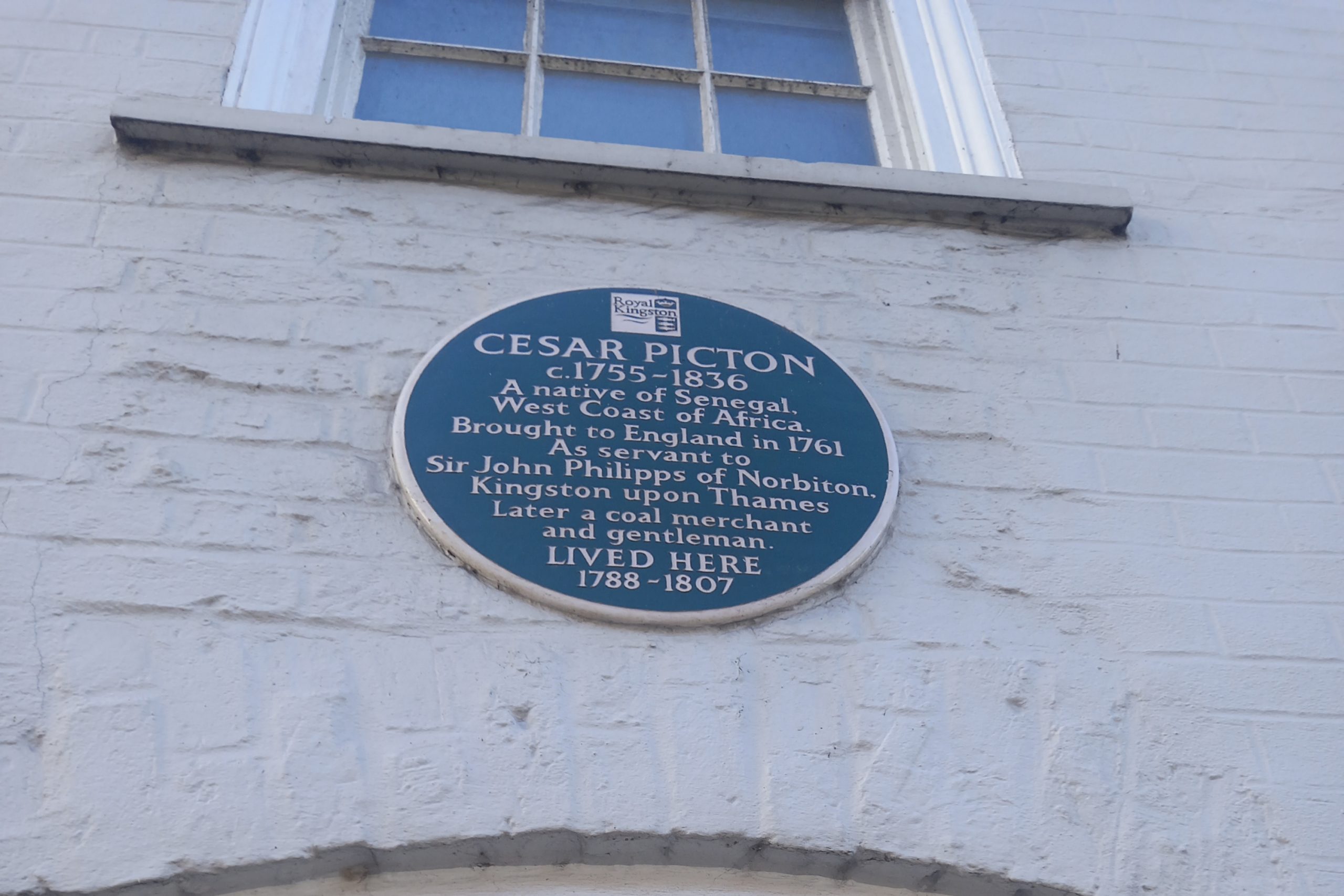 A plaque on Picton House remembering Cesar Picton.
