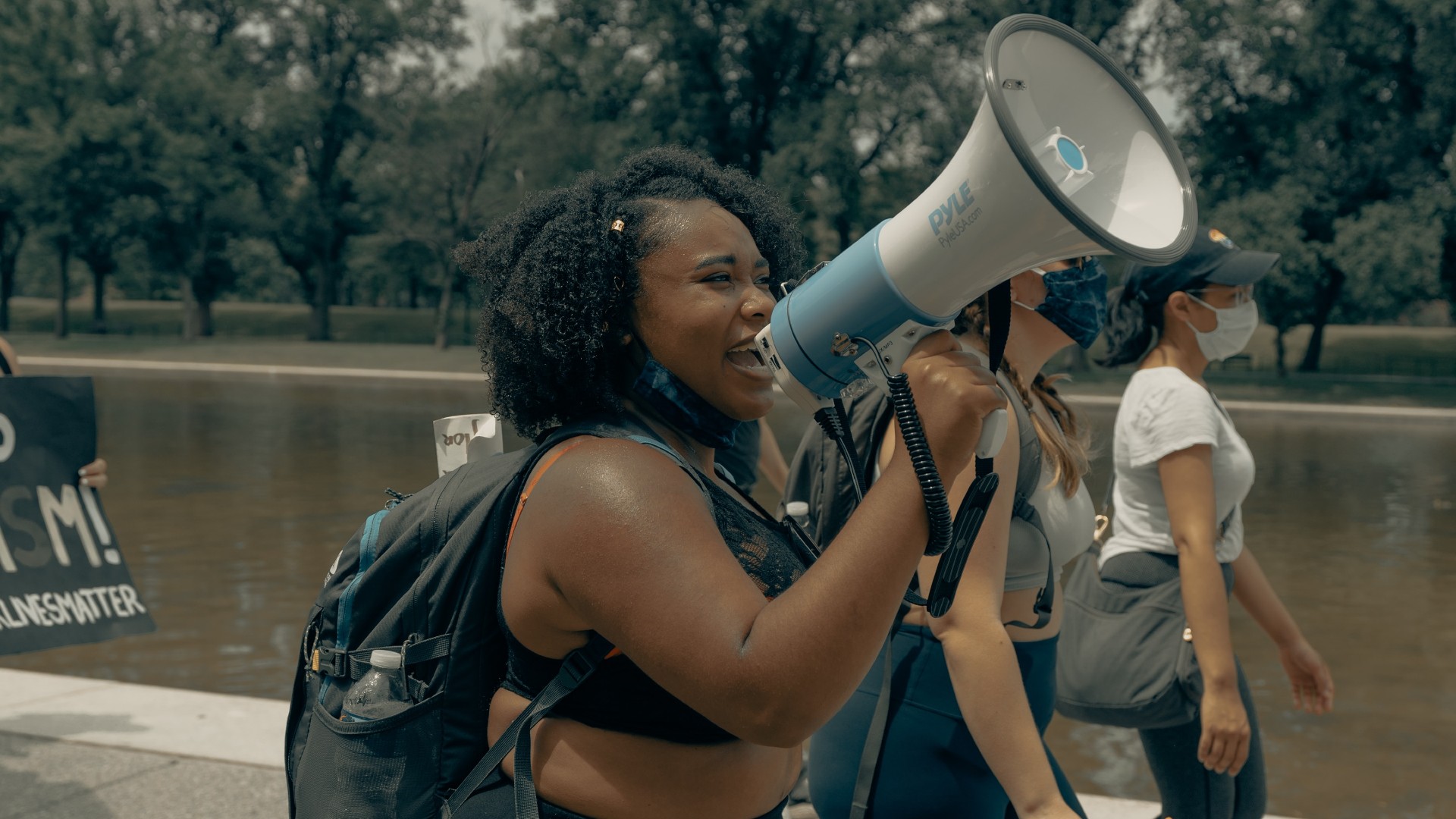 Black woman with a megaphone