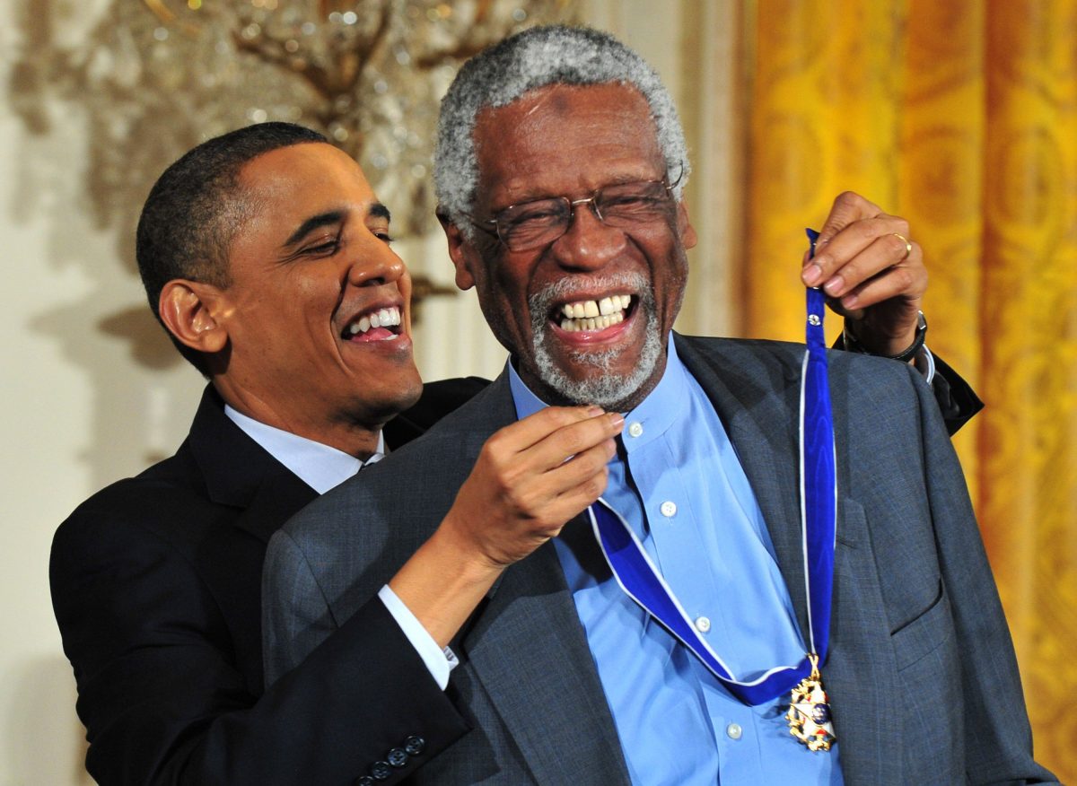 President Barack Obama awards the 2010 Presidential Medal of Freedom to Bill Russell