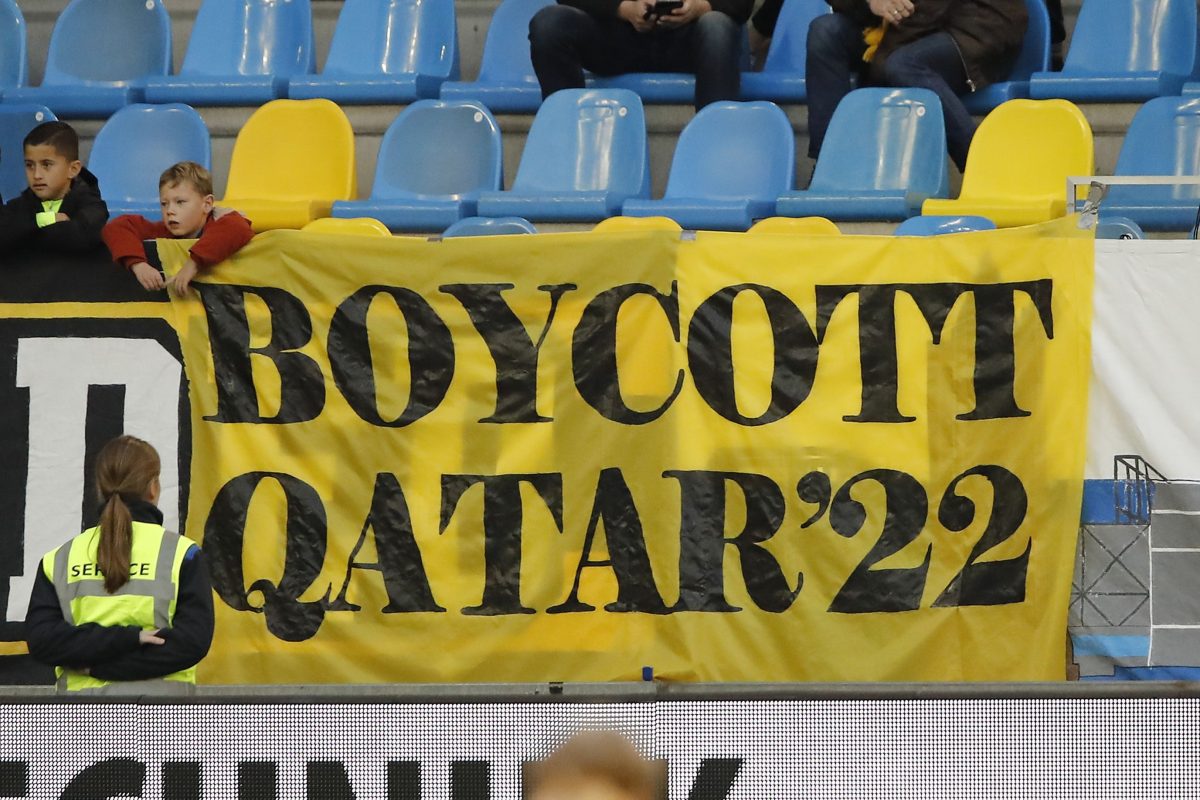Yellow Boycott Qatar banner