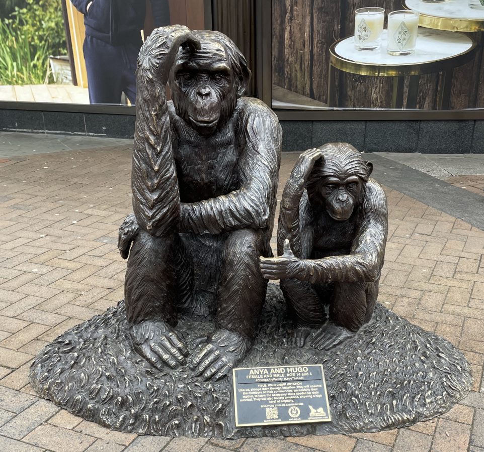Chimp Statues Anya and Hugo 