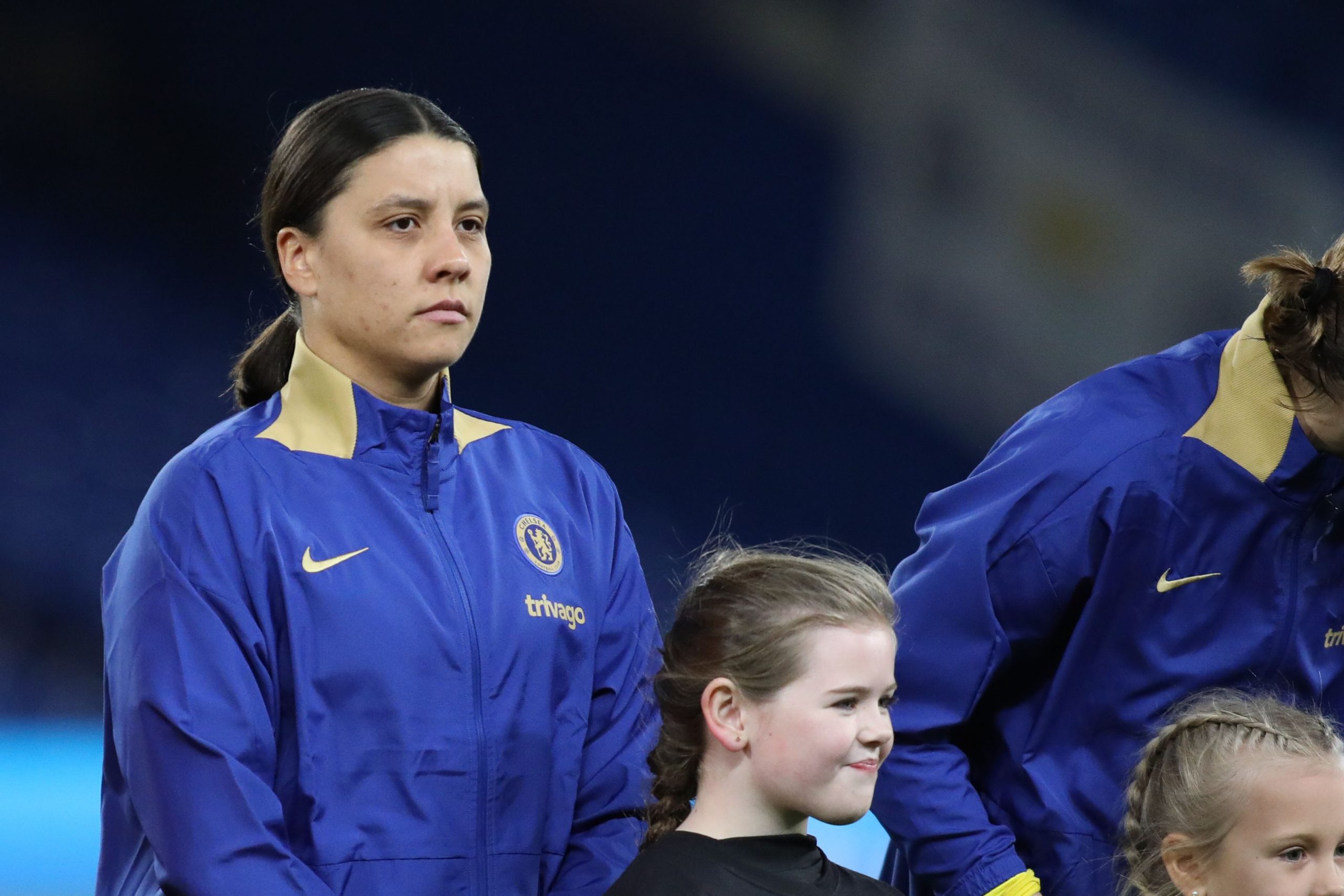 Sam Kerr during the UEFA Women's Champions League match between Chelsea and Paris FC at Stamford Bridge in London, England