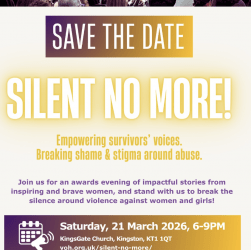 poster that reads '' save the date ... '' Silent no more